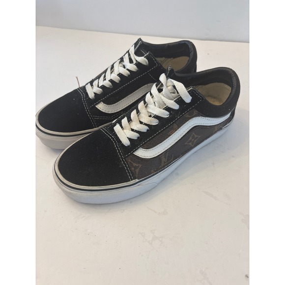 Vans Old Skool Louis Vuitton Custom Brown Black Suede Sneakers Size US Women's 7 - Picture 1 of 13